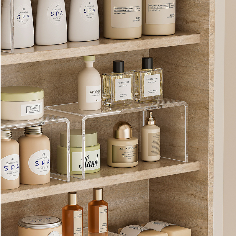 Lazy Corner Bathroom Mirror Cabinet Storage Box Cosmetics Acrylic Desktop Bathroom Cabinet Facial Mask Layered Partition Rack