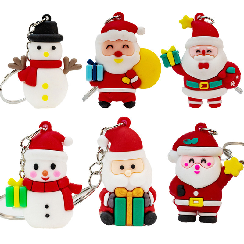 Santa keychain Christmas wreath crutch snowman sleigh car pendant stockings church event gift