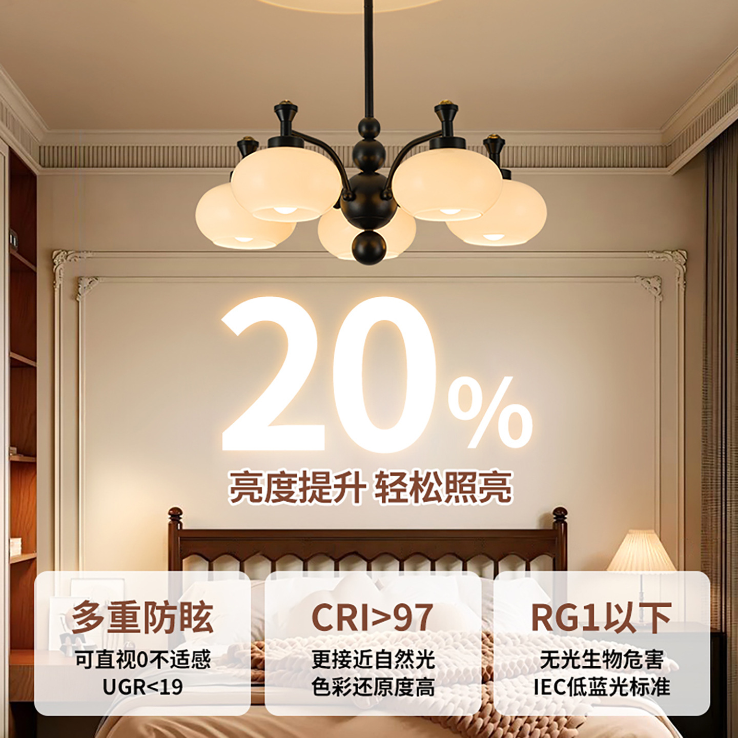 Nuevo estilo chino dormitorio candelabro retro americano minimalista creativo led lujoso lujoso alto sentido caqui libro lámpara de habitación L535