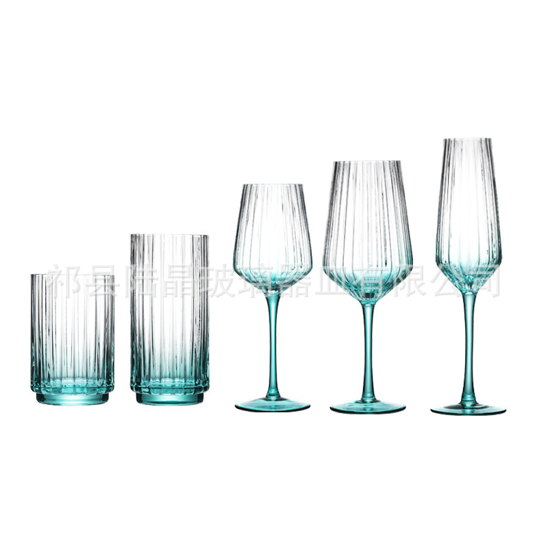 Estilo europeo gradiente verde patrón de calabaza copa de vino creativo hogar cristal vino personalidad Estilo nórdico conjunto de vino traje al por mayor