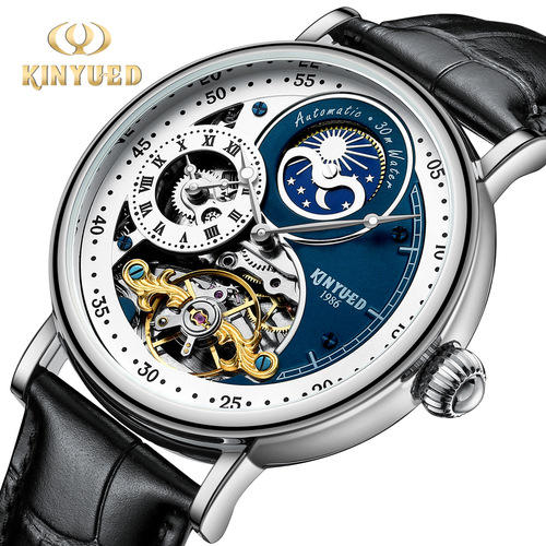 KINYUED Chinese style fully automatic mechanical watch hollow men's watch fashion mechanical watch multifunctional men's watch