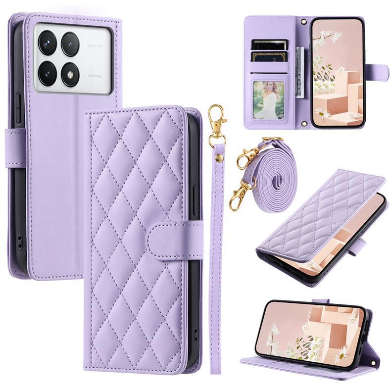 Suitable for Red Rice Note14Pro5G Phone Leather Case Houndstooth Crossbody Red Rice A3PRO Card Protection Case