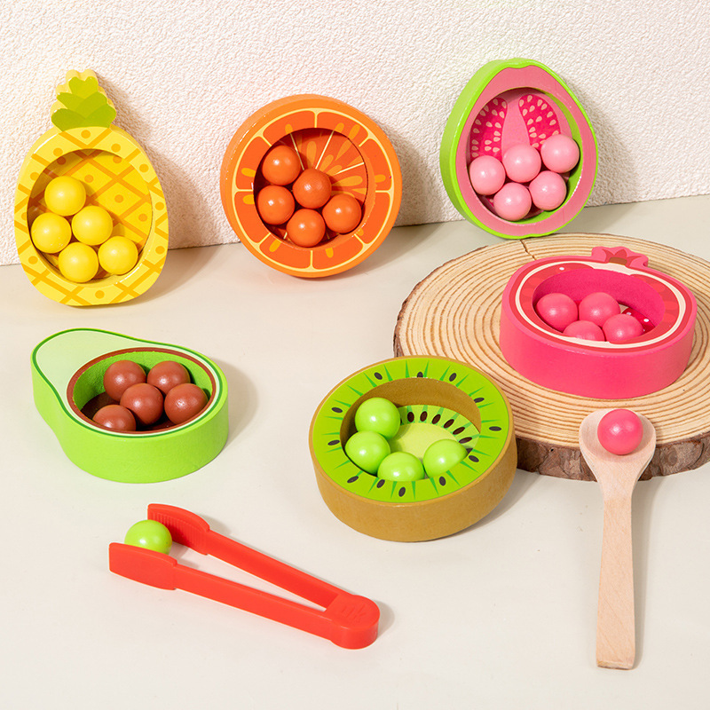 Clasificación de color a juego de los niños de madera de fruta clip de cuentas de educación temprana ejercicio educativo acción fina color juguetes de comprensión