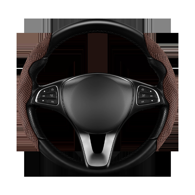 New steering wheel cover made of Nappa leather, non-slip, sweat-absorbent, universal half-cover protector, suitable for all seasons, ultra-thin handlebar cover