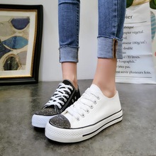 款水钻系带低帮单鞋平底鞋帆布鞋单鞋休闲鞋学生鞋原宿风女鞋