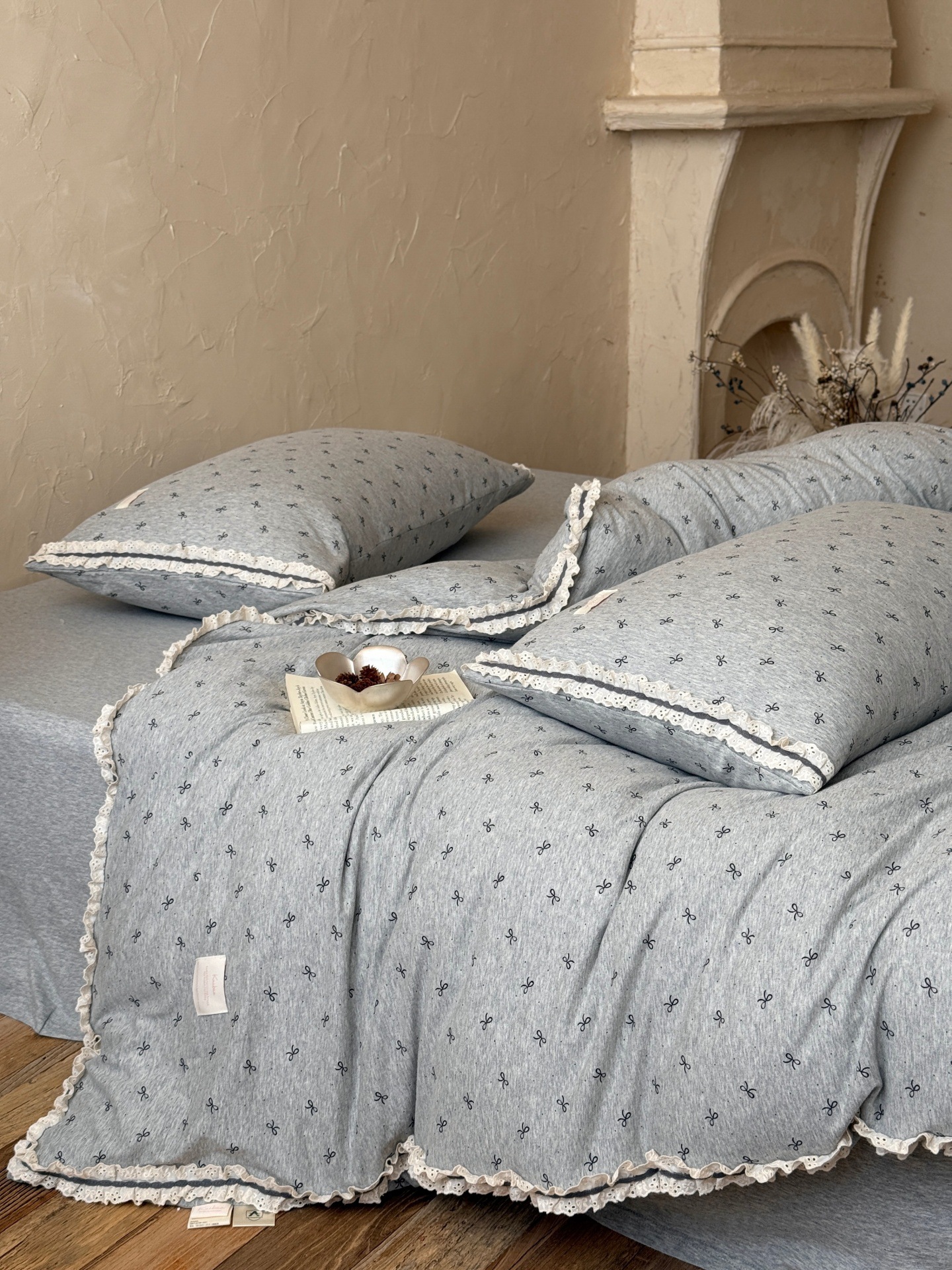 Nordycka pościel z dzianiny bawełnianej w stylu boho vintage_voghion.com
