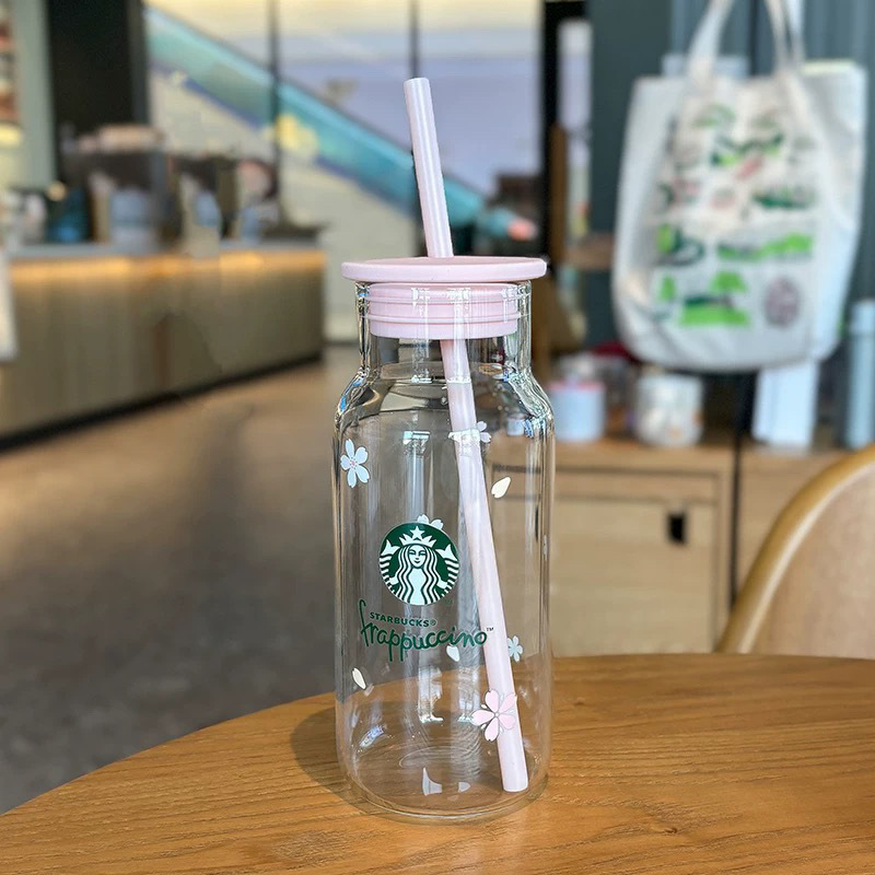 樱花限定玻璃杯吸管杯摇摇杯咖啡牛奶桌面杯随享水杯无|undefined