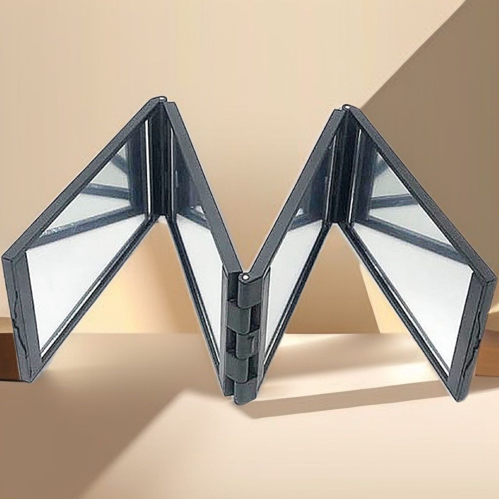 Espejo plegable de cuatro lados, espejo de maquillaje portátil, espejo pequeño, espejo omnidireccional trasero de la cabeza