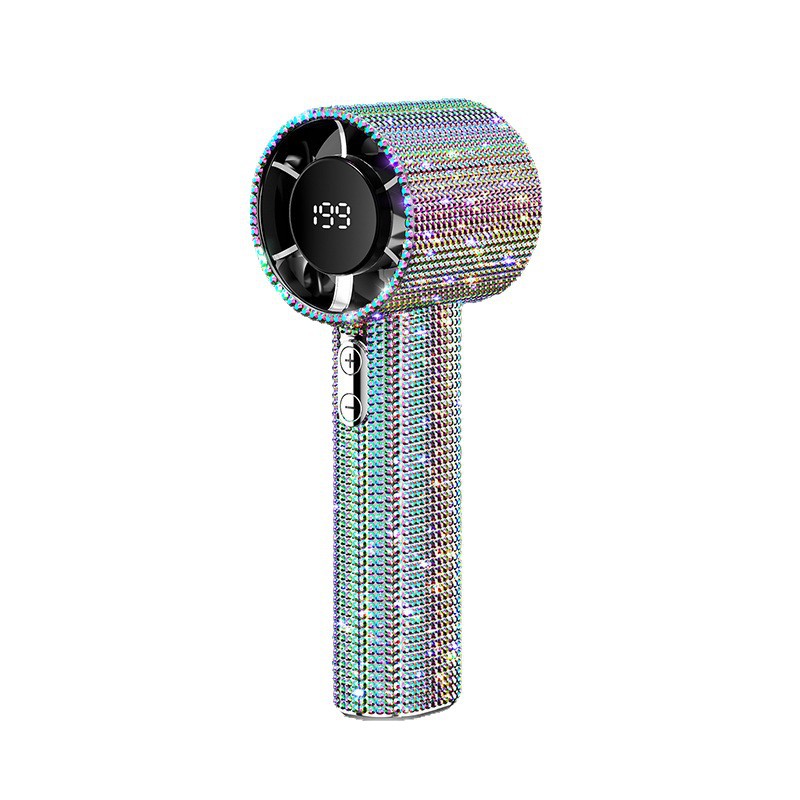 Nuevo ventilador transfronterizo S5 de diamantes pequeño ventilador de mano 199 velocidad ventilador de pantalla digital al aire libre portátil brillante