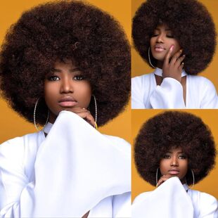 Cross-border multi-color spot hair African women's wig headgear fluffy small roll explosive head Afro Wig