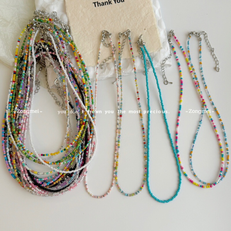 Forest-Style Sweet Girl DIY Colorful Seed Bead Necklace Dopamine Seed Bead Handmade Beaded Choker Necklace Forest-Style Sweet Girl DIY Colorful Seed Bead Necklace Dopamine Seed Bead Handmade Beaded Choker Necklace