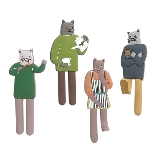 New daily use Japanese style Nordic kitchen storage creative cute cartoon cat who loves to cook magnetic refrigerator magnet hook