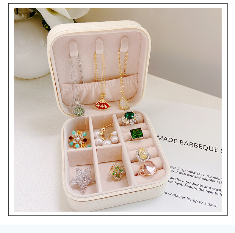 PU Earring Storage Box Necklace Jewelry Organizer Ring Earring Small Jewelry Box Portable Jewelry Storage Case