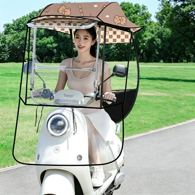 New model of electric vehicle: Elektromobil üçün ön şüşə çətiri (günlük) - double-layerbrown-bear-chessboard-one-size-fits-all