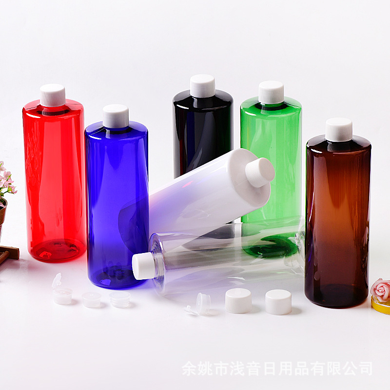500mlの丸い肩の平肩に24歯の蓋のプラスチックの空の瓶の化粧品は空の瓶を分けて瓶を詰めます。|undefined