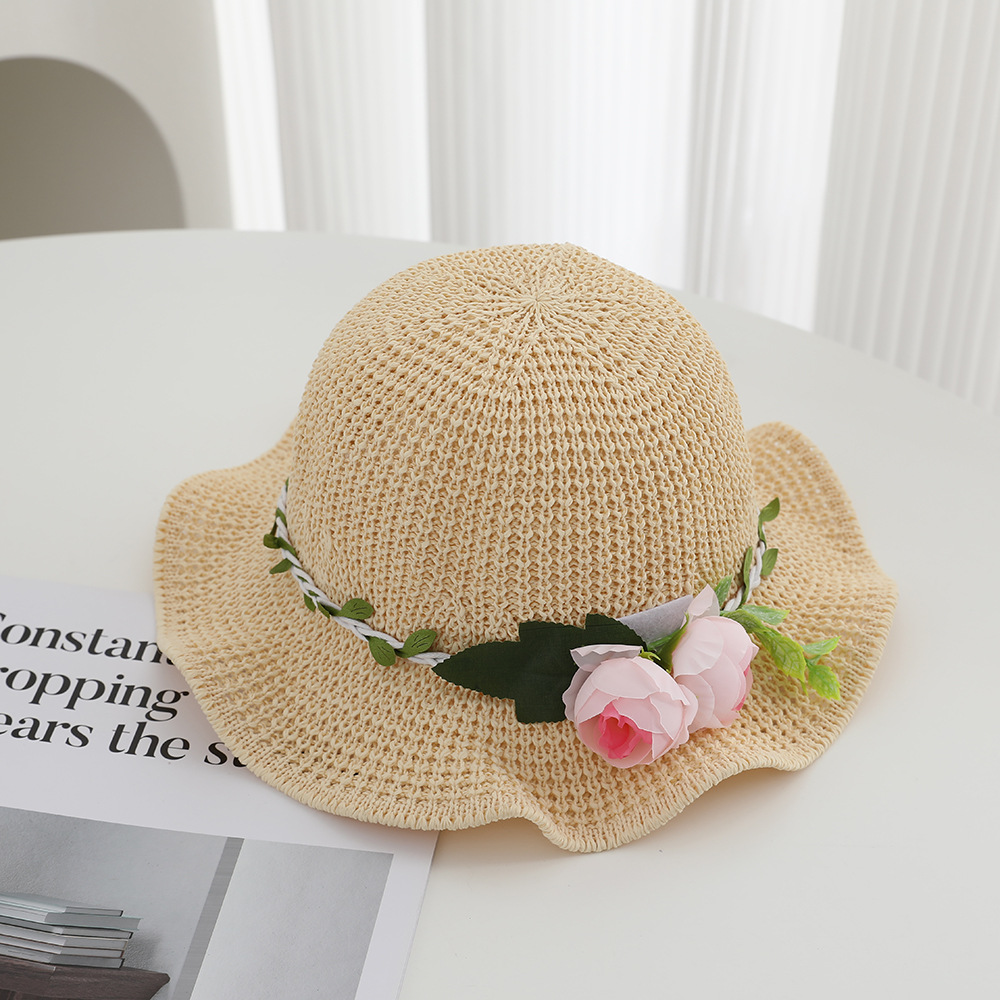 Kids Casual Sun Hat UPF 50+ 2026 New Children's Straw Girls And Boys, Wide-Brimmed Babies, Woven Sun Protection Fisherman Hat For Summer Beach_voghion.com