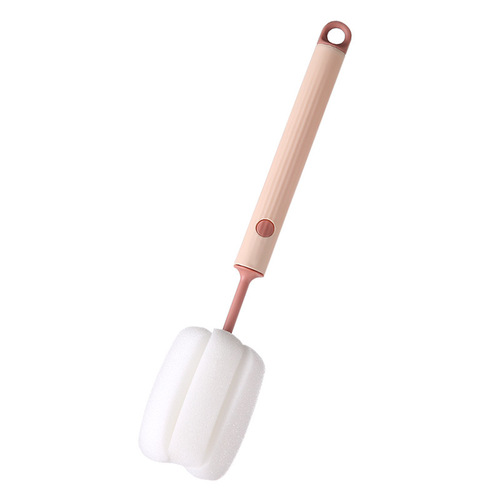 Long-handled sponge cup brush with removable replacement head for cleaning and refreshing bottles and thermos cups, Nordic style cup brush
