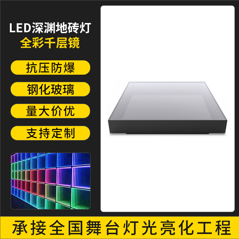 LED abismo piso azulejo lámpara 3D inducción piso azulejo bar KTV baile piscina piso espejo completo color Lámpara de piso luminoso lámpara de piso