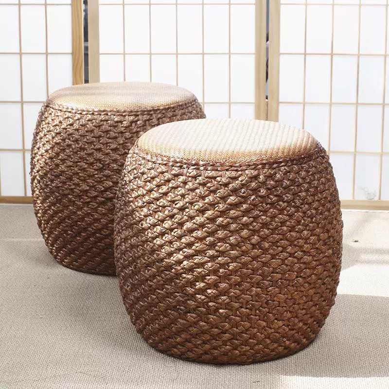Низкий табурет диван табурет ротанга соломы круглый табурет стул татами чайный стул табурет гостиная скамейка небольшой табурет барабанный стул