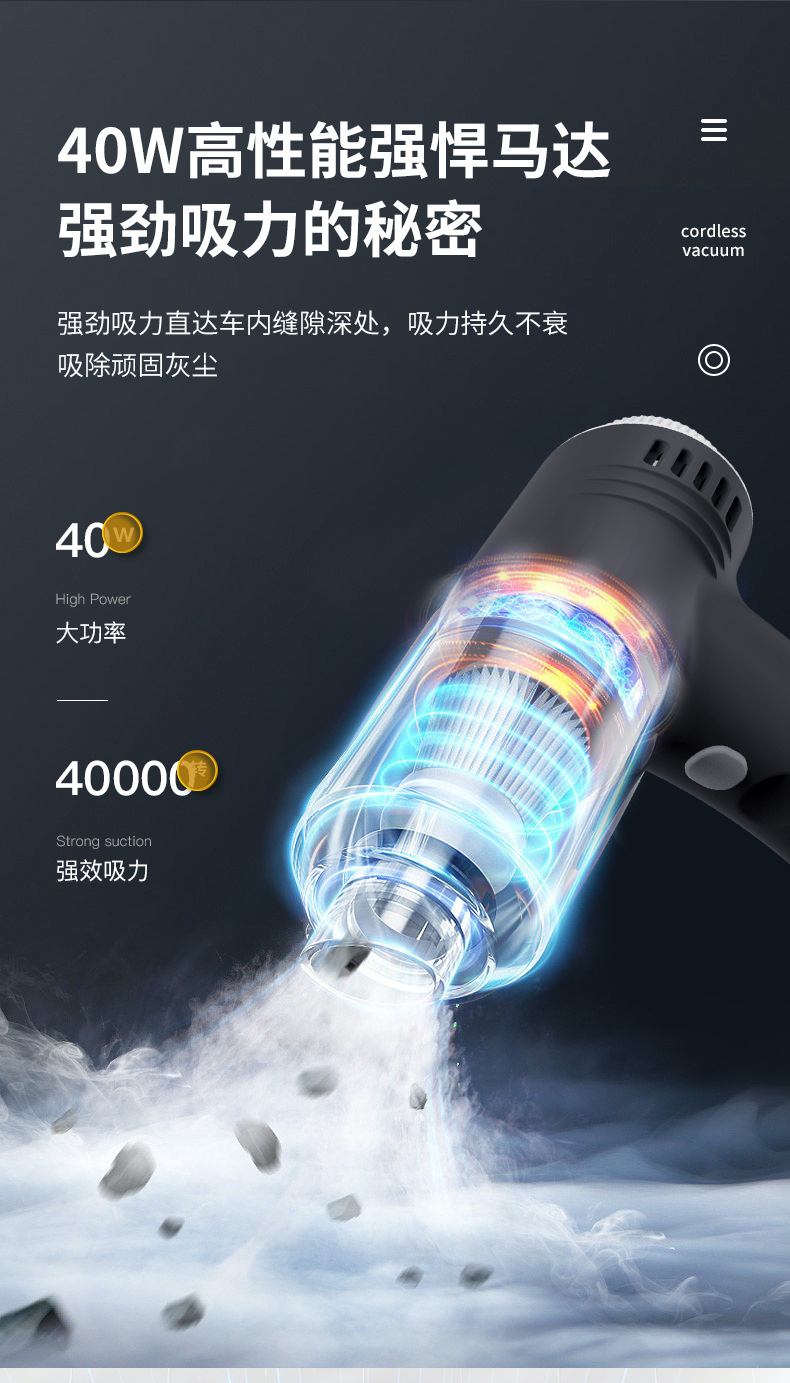 Wireless Car Vacuum Cleaner USB Charging Handheld Car Supplies Portable Small Home High Power Vacuum Cleaner