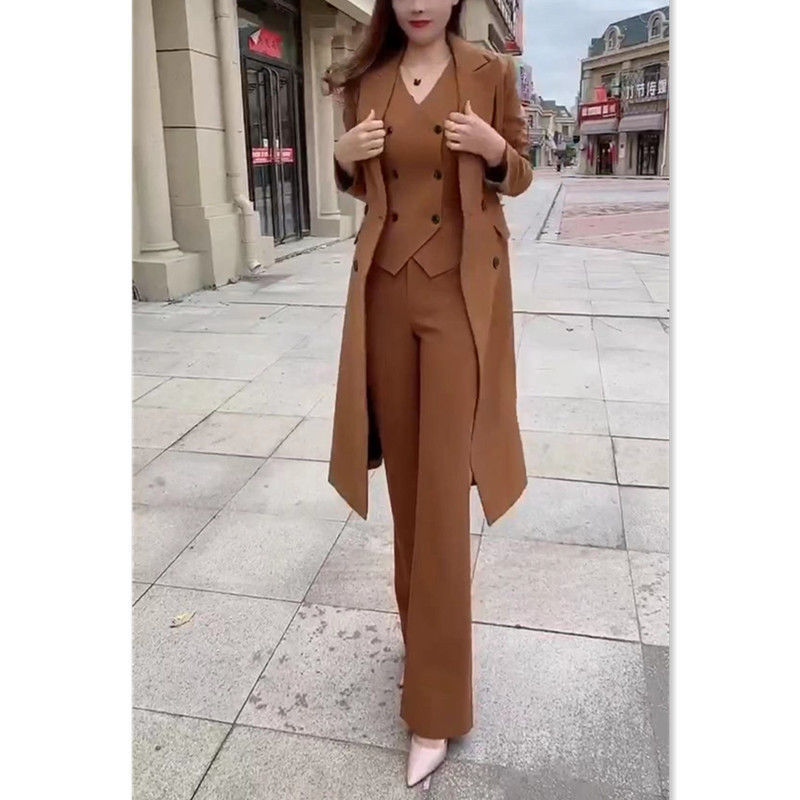 GraceChic GraceChic 228882025 Traje profesional de tres piezas de estilo europeo, corte ajustado, para mujer, ideal para otoño e invierno._voghion.com