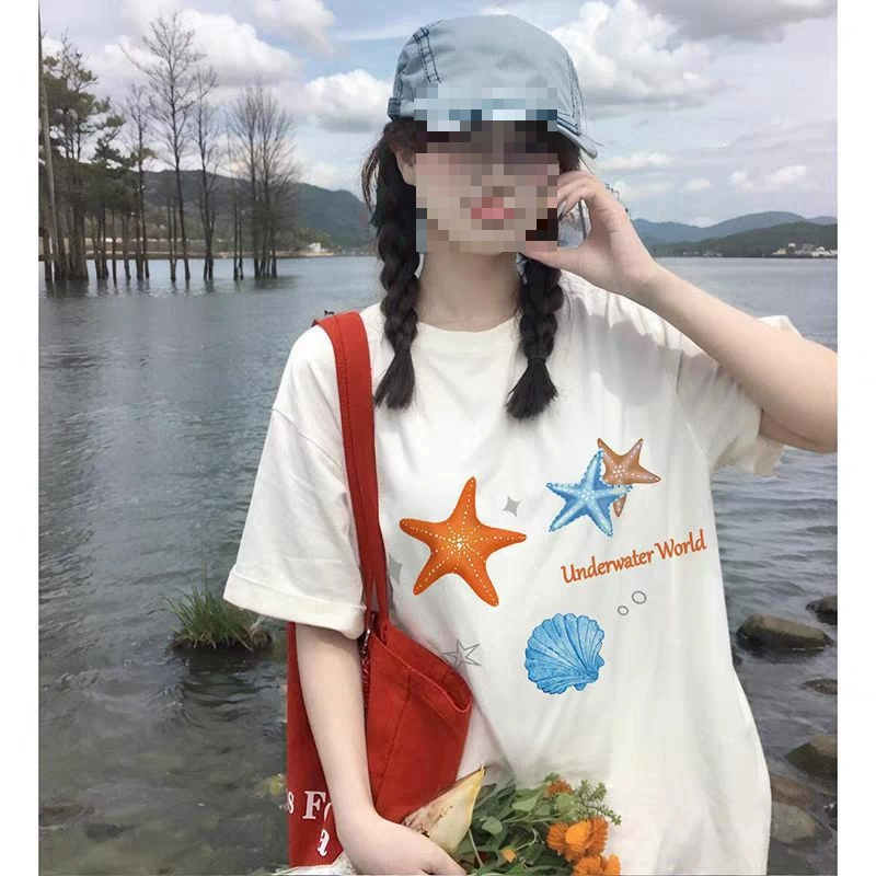 YS8230g летняя свободная футболка из чистого хлопка с короткими рукавами, модная уличная футболка из чистого хлопка