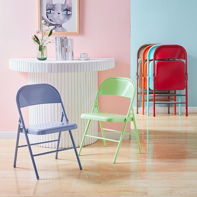Folding chair in ins style, conference chair, simple modern training chair, portable office chair for employees, student dormitory computer chair Folding chair in ins style, conference chair, simple modern training chair, portable office chair for employees, student dormitory computer chair