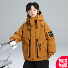 男童棉服冬季2025新款加绒加厚派克服中大儿童男孩冬装冲锋衣外套