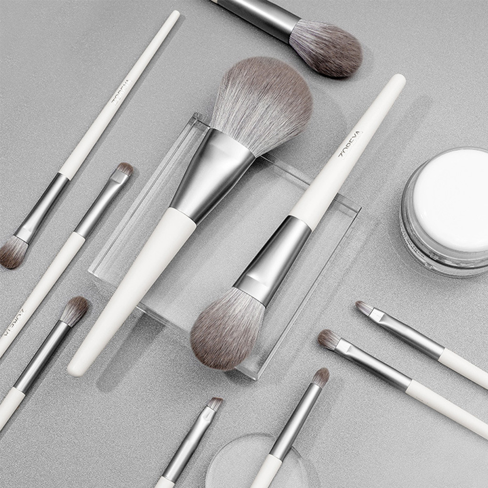 Zhuolya luz lujo conjunto completo de plata biónica cola zorro nano micro talla herramientas belleza caja regalo 10 pinceles maquillaje traje