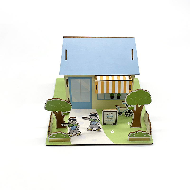 Puzzle de madera Juguete Stereo Hecho a mano Simulación Modelo de construcción Hecho a mano Casa de madera Stereo 3D
