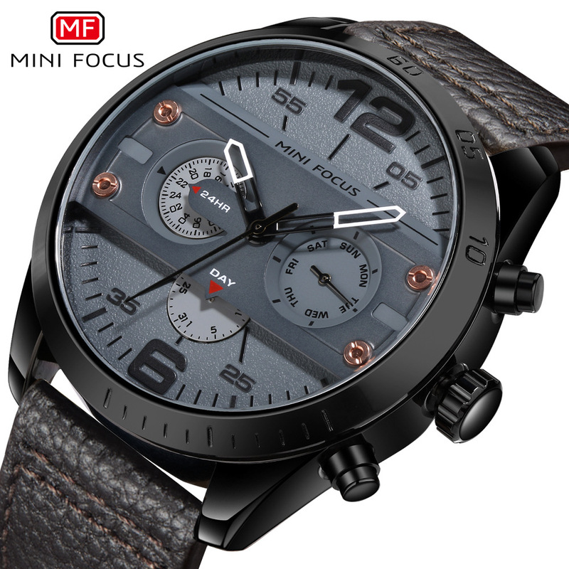 MINI FOCUS Watch Japan Movement Multifunctional Mechanical Wind Trend Quartz Watch Waterproof Men's Watch 0068G