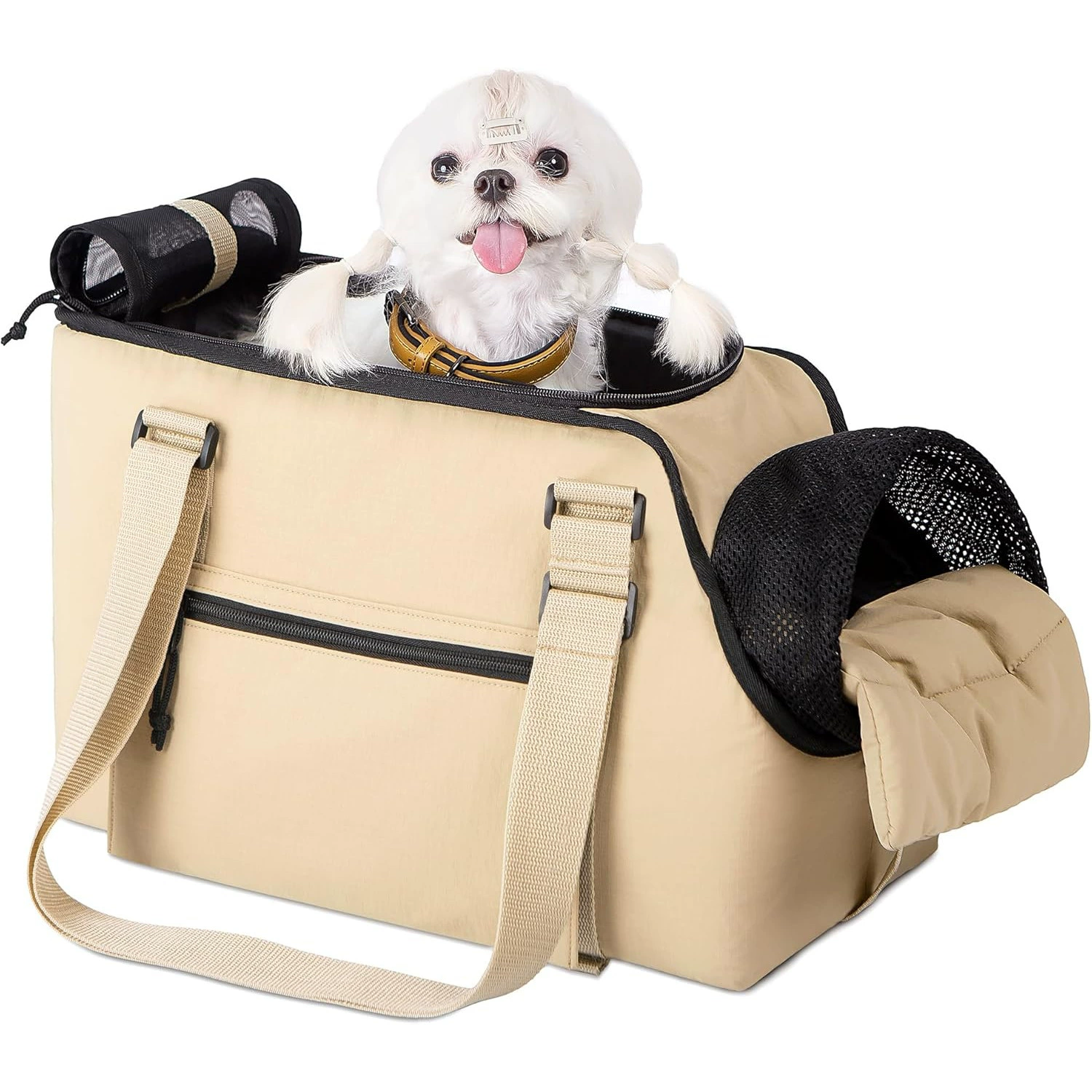 Маленькая клетчатая сумка-переноска для собак с безопасным зажимом для шлейки, легкая сумка для питомца, переноска для путешествий в машине