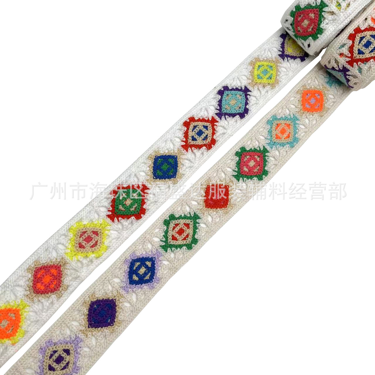 热款仿手钩刺绣条码花边 时尚服饰鞋材辅料 多色提花织带花边批发