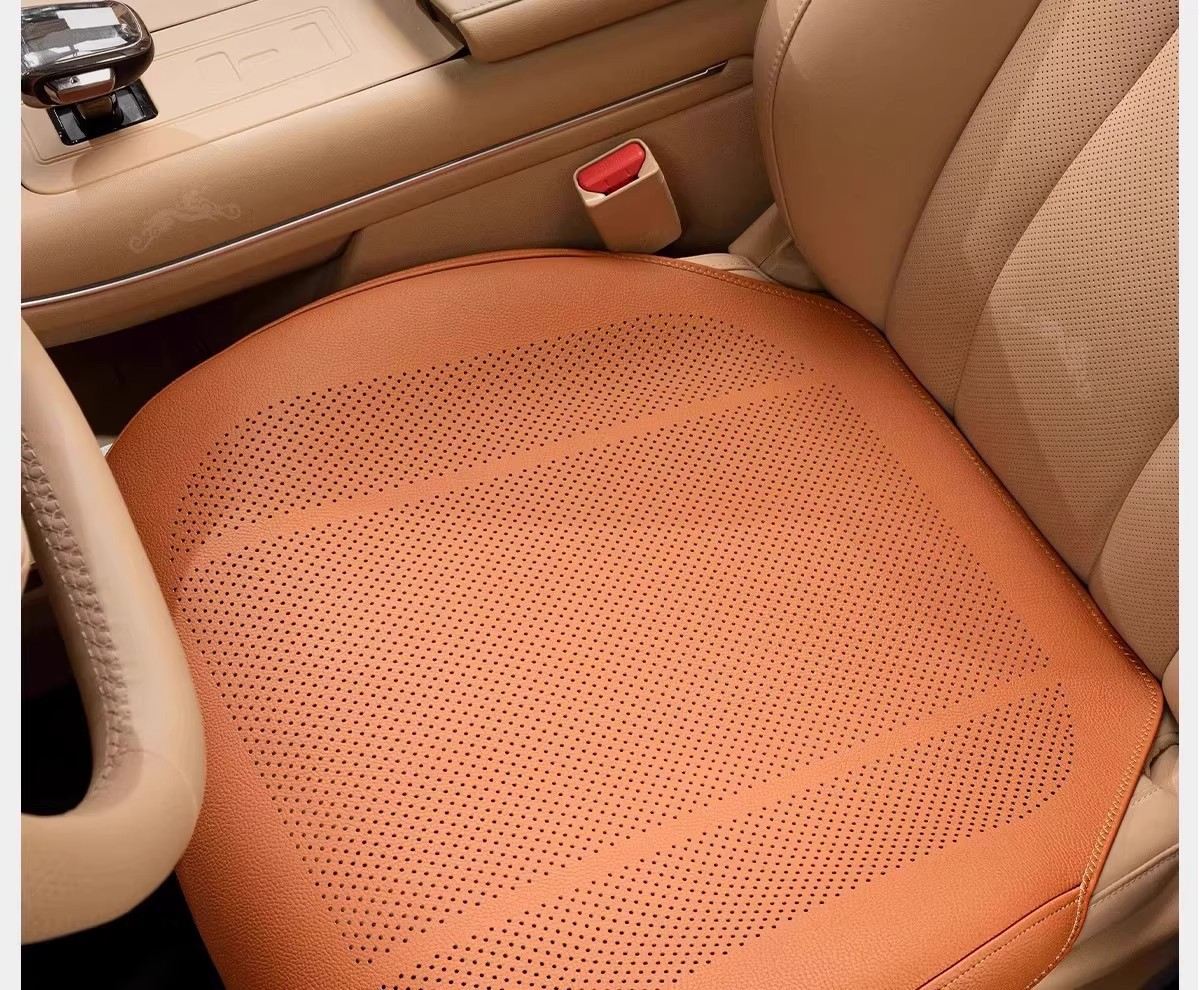 New full-cover car seat cushion made of perforated Nappa leather, high-end car seat pad, suitable for all seasons, front and rear seat cushion