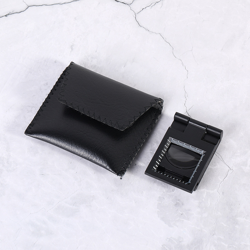 Multi-purpose magnifying glass with scale, foldable inspection mirror for fabrics, portable insect and plant inspection mirror, lightweight metal convex lens