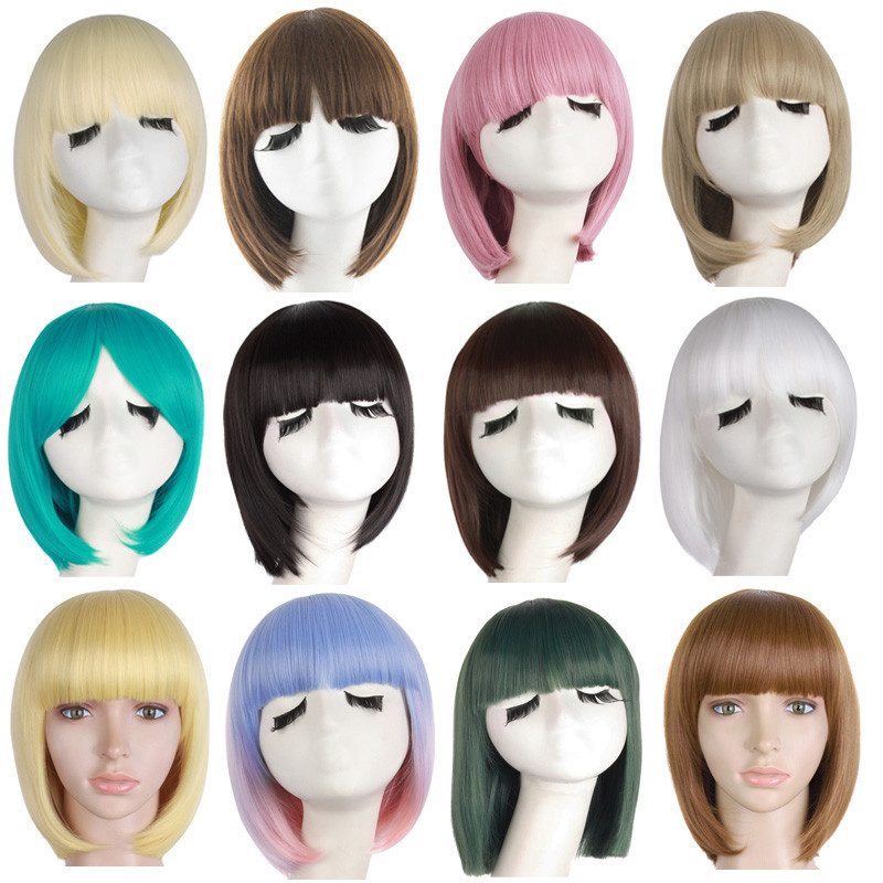 Women's Short Hair Multi-Color Cute Elegant Bob Pink and Purple Cos Wig Natural and Realistic Full Bangs Bobo Short Hair Women's Short Hair Multi-Color Cute Elegant Bob Pink and Purple Cos Wig Natural and Realistic Full Bangs Bobo Short Hair