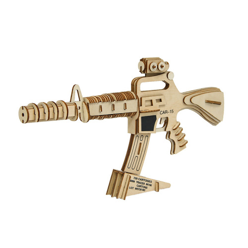 Wholesale Wooden 3D Puzzle Gun Model Kids' Educational Toy for Boys – Hot-Selling Assembly Kit Available at Street Vendors