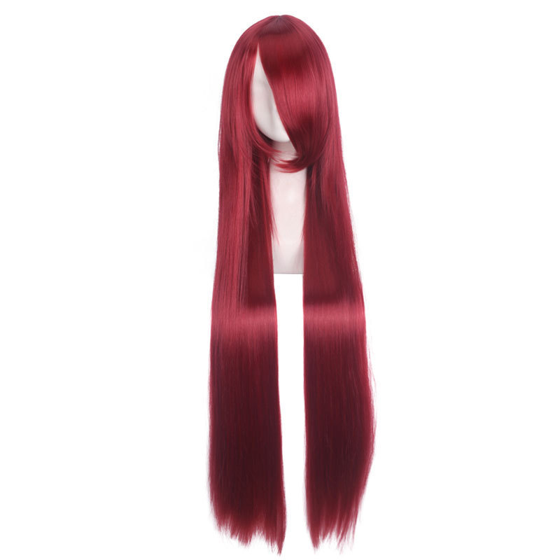 100cm Long Straight Universal Wig with Bangs for Cosplay, Available in Multiple Colors