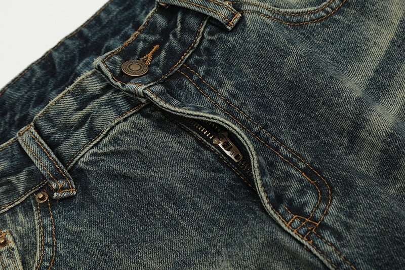 Unisex American Retro Cleanfit Washed Flared Ripped Jeans Straight Leg Slim Fit Street Style Wide Leg Pants_mkmklike.com