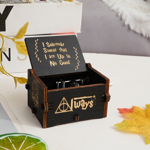 Harry Potter Handcrafted Music Box Ornament Gift Wooden Carving Colorful Eight-Track Music Box
