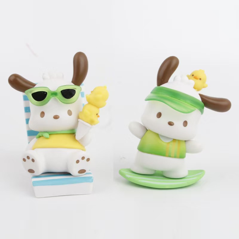국경 간 파르 치아 개 홀리데이 비치 시리즈 산리오 주변 블라인드 박스 애니메이션 핸드 헬드 타이드 플레이 인형 장식품