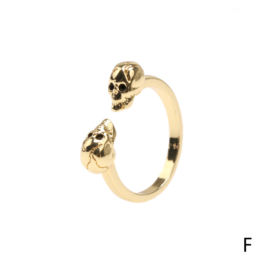 European and American cross-border micro-inlaid color zirconium open skull personality adjustable ri