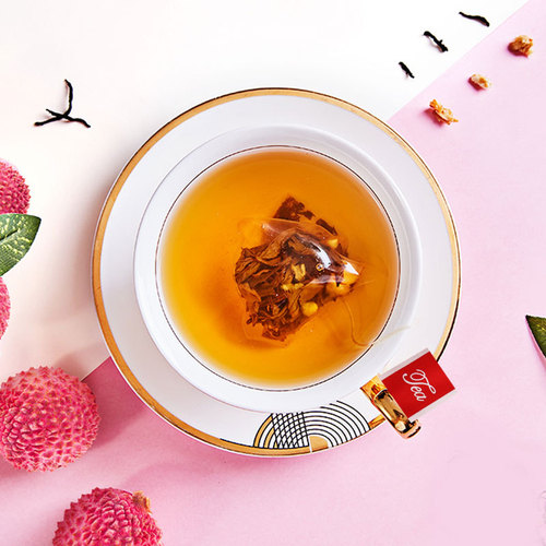 Summer Flower Fruit Tea, Lychee Black Tea 10 Bags Fruit Tea Triangle Pack Independent Packaging, DouKu Community Distribution