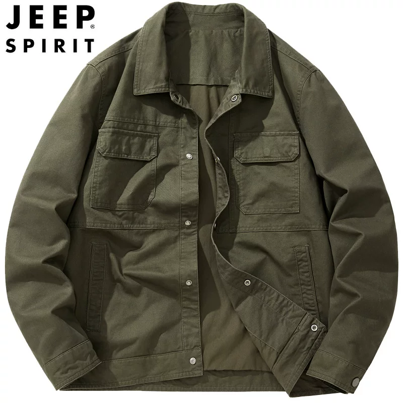 Осенняя куртка (JEEP SPIRIT), мягкая и комфортная, повседневная в стиле милитари, размеры M–4XL