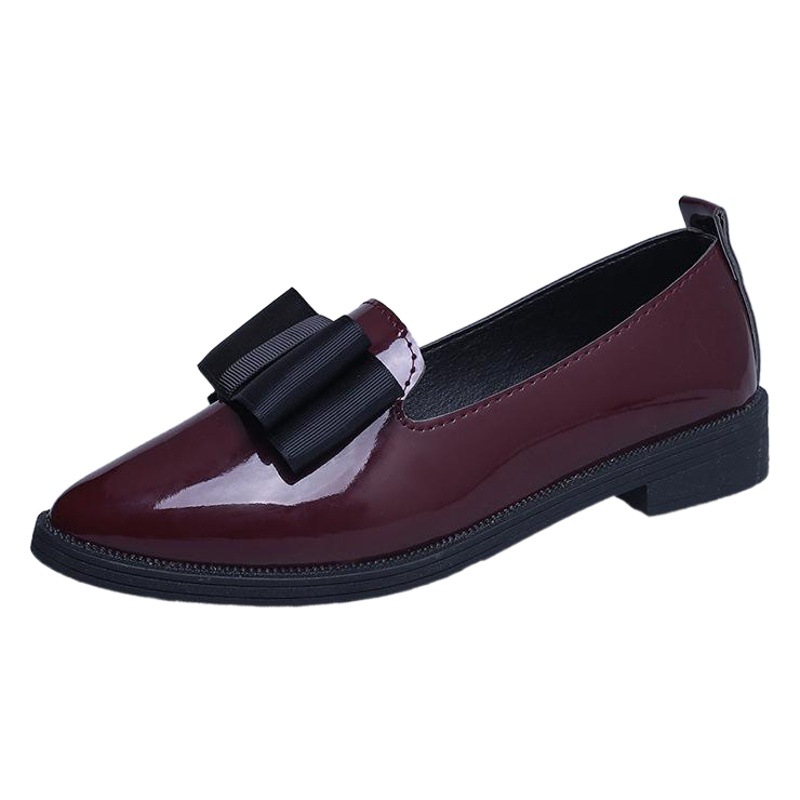 Zapatos de Mujer a la Moda, Primavera 2025, Nuevo Estilo, con Lazo, Punta en Pico, Tacón Bajo, Deslizables, Color Sólido