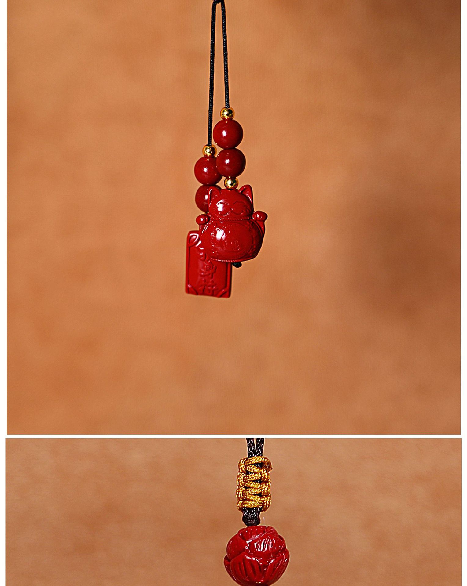 Purple Sandstone Car Pendant with a High-End Feel, Cinnabar Lotus Car Hanging Ornament for the Year of Birth, Rearview Mirror for Safety, Men