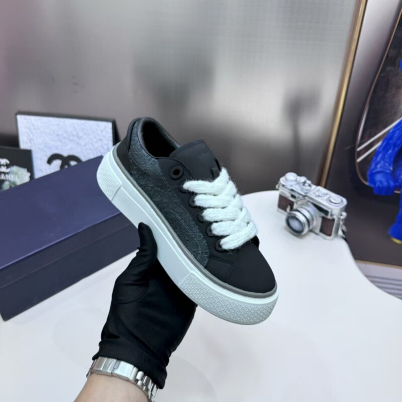 D Brand Cross-Border B33 White Shoes Thick-Soled Versatile Women's Shoes Ins Trendy Fashion Sneakers Lace-Up Genuine Leather Casual Sports Shoes