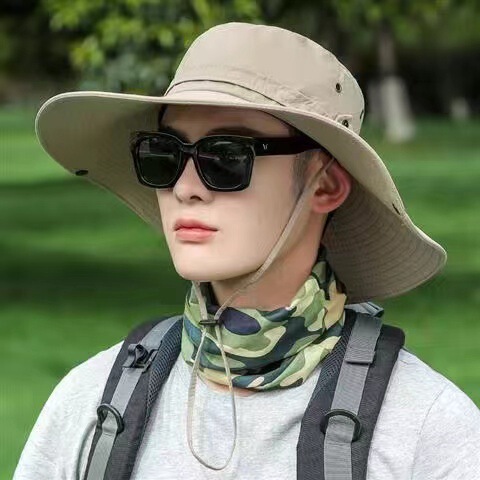 メンズ迷彩ショールサンハット屋外通気性日焼け止めフェイスカバー釣り帽子旅行登山取り外し可能な漁師の帽子|undefined