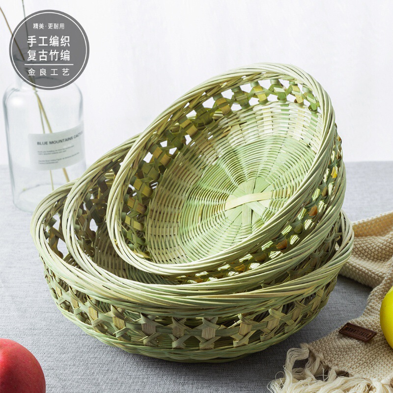 Bamboo Woven Hollow Snack Storage Basket, Round Fruit Basket, Storage Bamboo Basket, Egg Holder, Household Fruit Tray, Handmade Bamboo Woven Hollow Snack Storage Basket, Round Fruit Basket, Storage Bamboo Basket, Egg Holder, Household Fruit Tray, Handmade