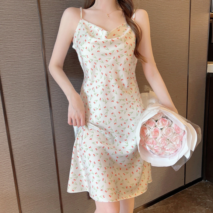 2024 pijamas verano romántico flor swing collar Sling delgada pura flor Correa camisón chica desgaste del hogar